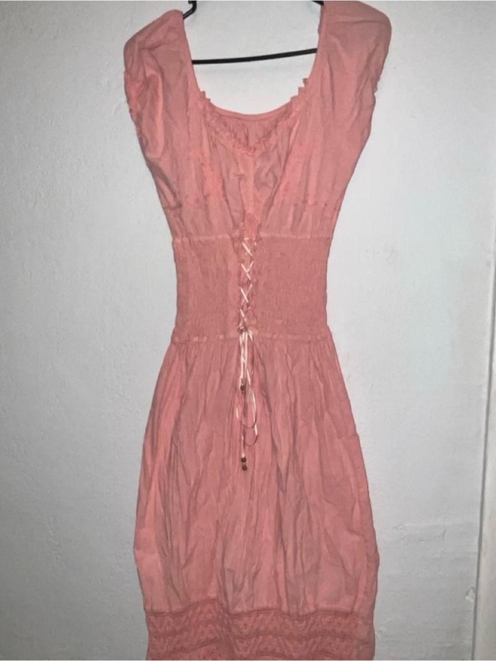 Women's Pink Lace-Up Summer Dress